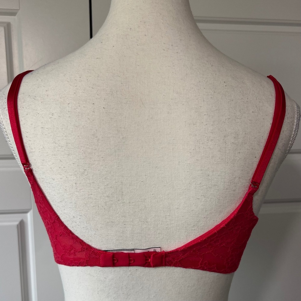 Victoria's Secret Demi Bra Lace Push Up Sexy Red Everyday Lingerie 34C - Picture 4 of 8